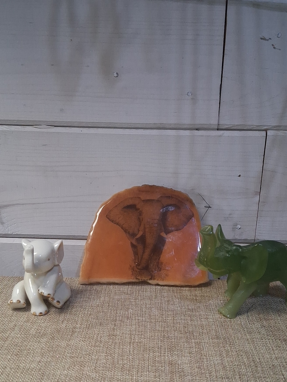 Vintage Orange Elephant Art Sculpture Plaque - Decorative Home Accent